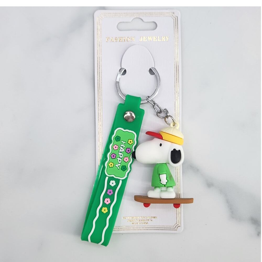 Peanuts Cartoon Skateboarding Snoopy 3D Figure Keychain & Strap, Bag Charm